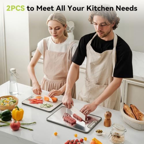 2PCS Titanium Cutting Board Double Sided Food Grade Chopping Board