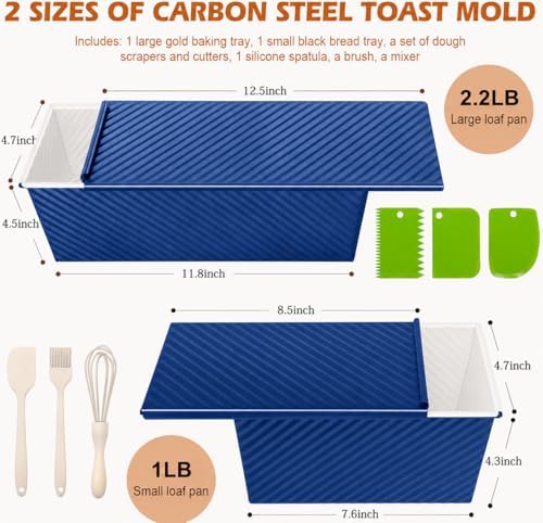 Bread Loaf Pan with Lid-2Pack, 2.2LB & 1LB