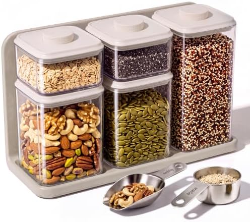 SMIRLY Glass Airtight Food Storage Containers with Pop Lids - White