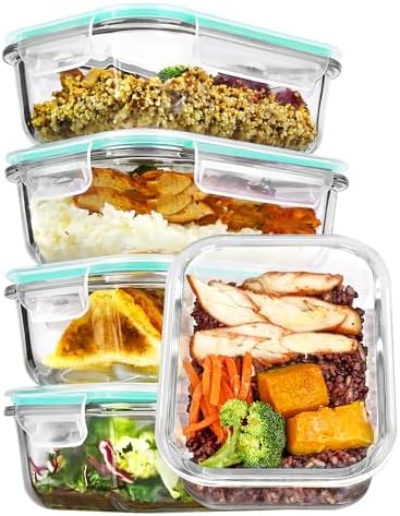 Vtopmart 5Pack 22oz Glass Storage Containers with Lids, Green