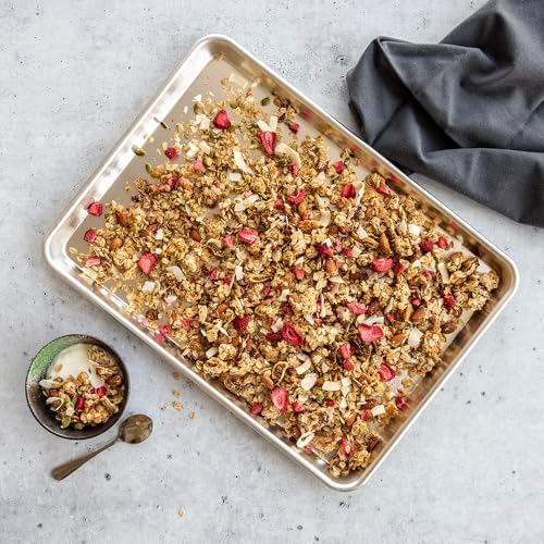 Nordic Ware Naturals HalfSheet - USA Made Aluminum Commercial Quality Sheet Pan for Baking or Roasting, Encapsulated Galvanized Steel Rim Prevents Warping, Half Sheet (Pack of 6)