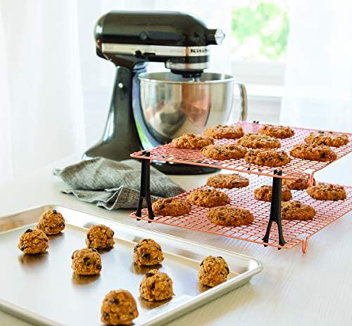 Nordic Ware Stackable Cooling 2 Copper Racks Plus 4 Snap-On Legs, 16.875 in × 11.5 in × 0.75 in