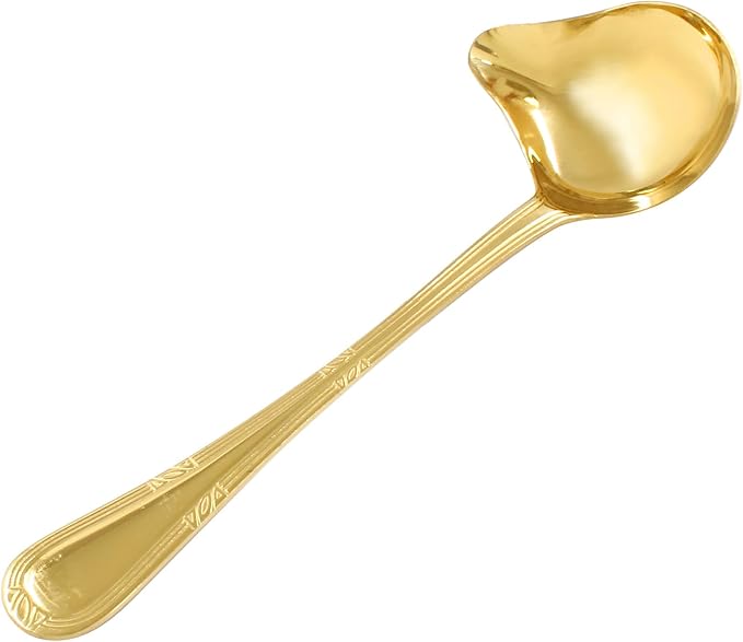 2 Pcs Stainless Steel Sauce Ladle with Pouring Spout, Long Handle Soup Ladle Gravy Ladle Sauce Drizzle Spoon Soup Spoon(Gold)