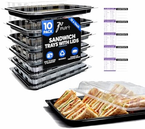 10 Pack Catering Trays with Lid – 15" Serving Trays with Lids - Reusable Serving Platter With Lid for Catering, Buffet, Picnics & Events – Party Trays With Lids (15.35 × 11.42 × 2.95inch)