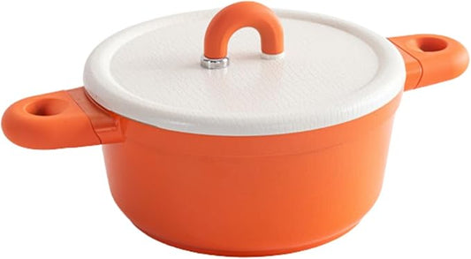 Alpstone 4QT Nonstick Stock Pot with Lid, Ceramic Casserole with Die-cast lid, Non-toxic Kitchen Soup Pot, Family Cooking Pots PFAS and PFOA Free (Orange Color)