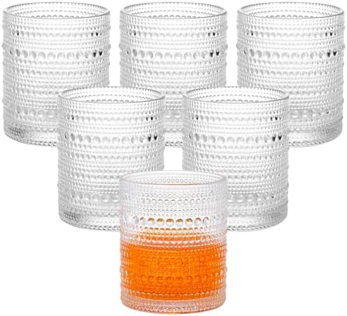 Moretoes Cocktail Glasses10 OZ Hobnail Drinking Glasses Set of 6