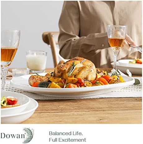 DOWAN Large Serving Platter, 16"/14"/12" Porcelain Platters for Entertaining Wedding Party, White Oval Plates Set of 3, Serving Dishes for Serving Food, Housewarming Gifts