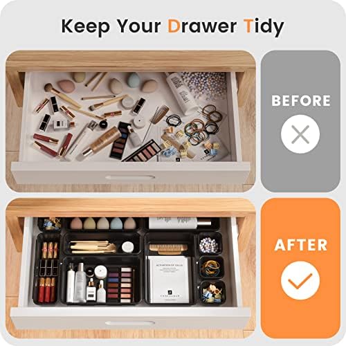 A-LuGei 【Military Grade】 Drawer Organizer for Vanity Bathroom Makeup Desk