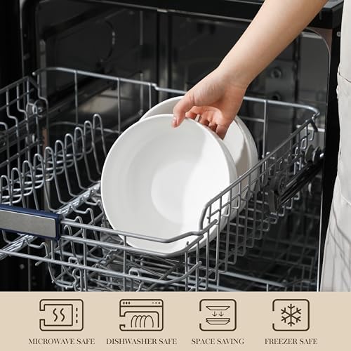 MALACASA Large Serving Bowls, 60 OZ (8") White Salad Bowls Set of 2