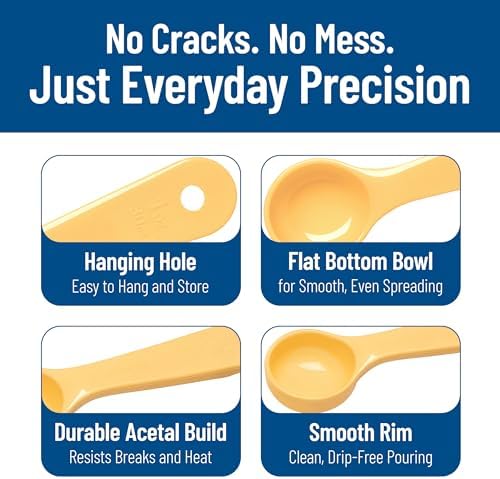 Carlisle FoodService Products 492104 Measure Miser Solid Measuring Spoon with Short Handle, 1 Ounce, Yellow