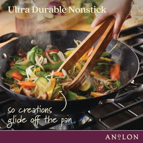 Anolon Advanced Home Hard-Anodized Nonstick Wok with Lid, 14-Inch, Onyx