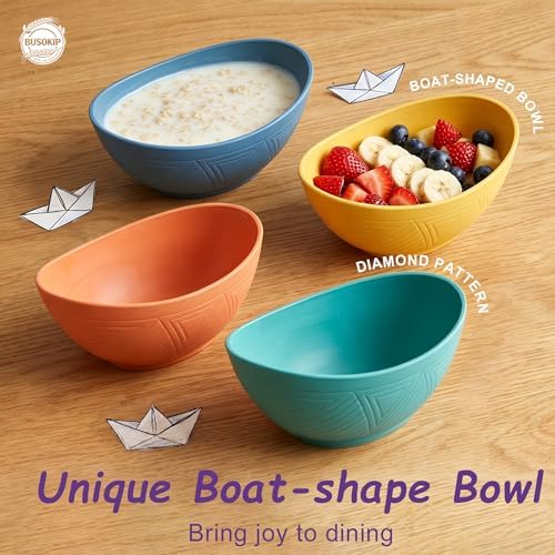 Wheat Straw Bowls 26oz, Unbreakable Cereal Bowl Set of 6 - Multi