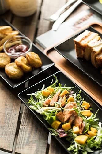 YHOSSEUN Ceramic Serving Platters Set of 4, 9.8 In Black Rectangular Plates