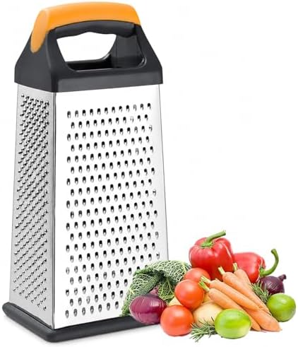 Cheese Grater, 4-Sided Box Grater with Handle, Stainless Steel Graters, Vegetable Slicer, Kitchen Food Shredder for Grate Cheeses, Shred Veggies Kitchen Gadgets Tools(9.25inch)