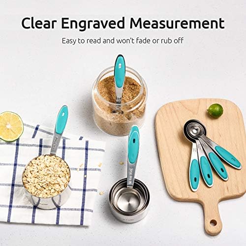 U-Taste Measuring Cups Spoons Set, 18/8 Stainless Steel, 10Pcs, Teal