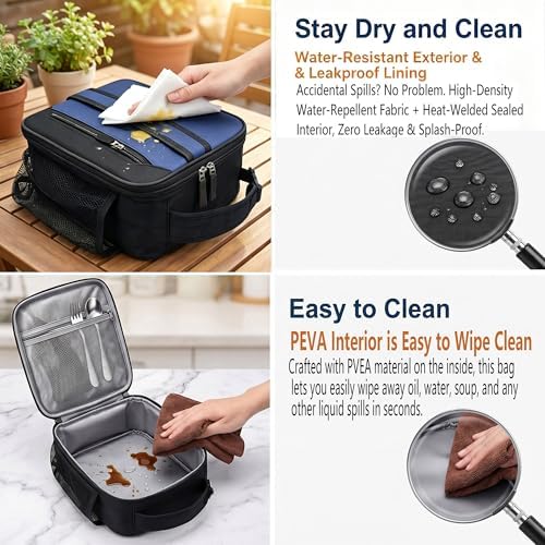 Lunch Box Insulated Lunch bag for Men Teen Kids Boys Adult Portable Stylish Small Lunchbox Special Design for Working Office school Picnic (Navy Blue 6L (Without Shoulder Straps))