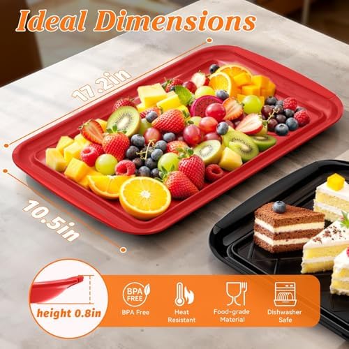 Grilling Prep & Serve Trays for Party Set of 4, Large BBQ Serving Platters