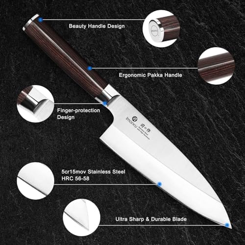 imarku 7" Deba Knife, Japanese Single Bevel, Ultra Sharp Fish Fillet