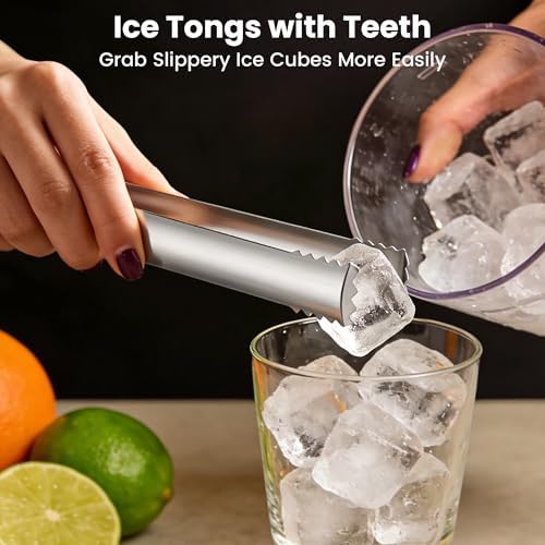 2PCS Ice Tongs with Teeth, Stainless Steel Cocktail Tongs, Ice Bucket Tongs