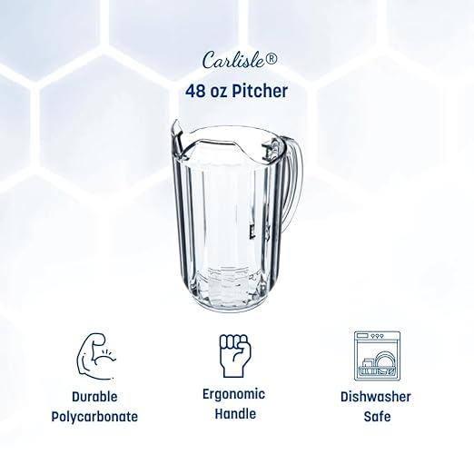Carlisle FoodService Products 553807 Plastic Pitcher, 48 Ounces, Clear (Pack of 6)