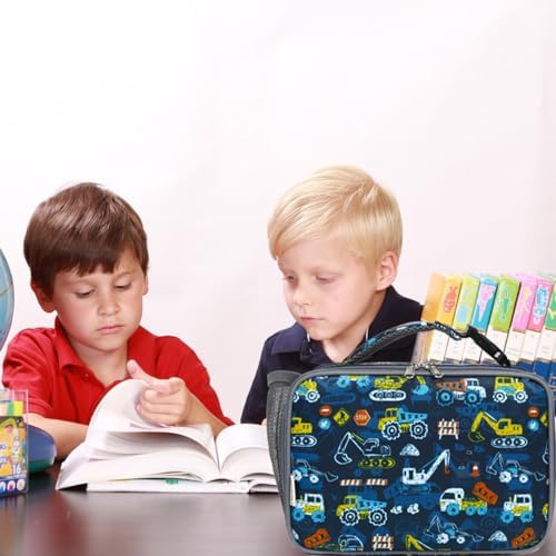 GYEUKHAM Insulated Lunch Box for School, Thermal Reusable Durable Freezable Lunch Bags for Kids Boys Girls Men Women - Small Soft Cooler Portable Lunch Tote Kit for Work Picnic Travel,Excavator
