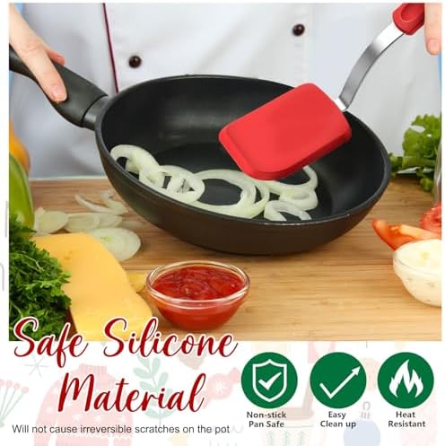 2 Pcs Mini Silicone Cookie Brownie Spatula,Solid Flat,Red, Green