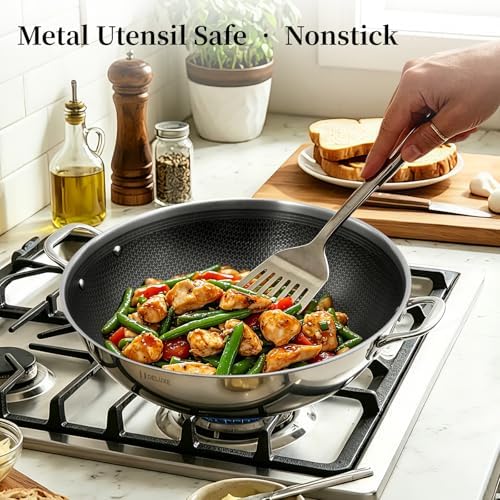 DELUXE 14" Hybrid Ceramic Nonstick Wok & Lid for Home Daily Cooking