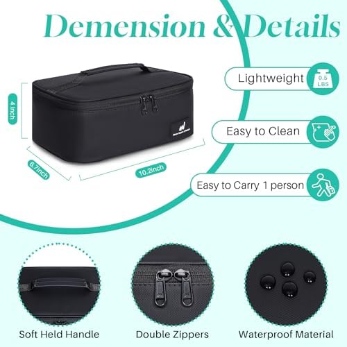 NOL Insulated Lunch Bag for Adults – Compact Cooler Lunch Box with Food-Grade Lining, Waterproof Lunch Bag for Work, Travel | Portable Thermal Meal Tote with Handle, Black