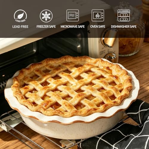 Ceramic Pie Pan for Baking[10.6 inch],Reusable NonStick Ceramic Baking Dish