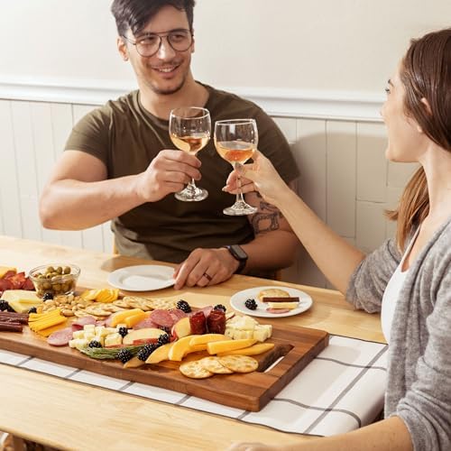 Large Acacia Serving Board with Handles, 36 x 12 Inch Rectangular Charcuterie Platter, Natural Wood Server for Meat, Cheese Board, and Party Appetizers, Extra Long 3ft, Light