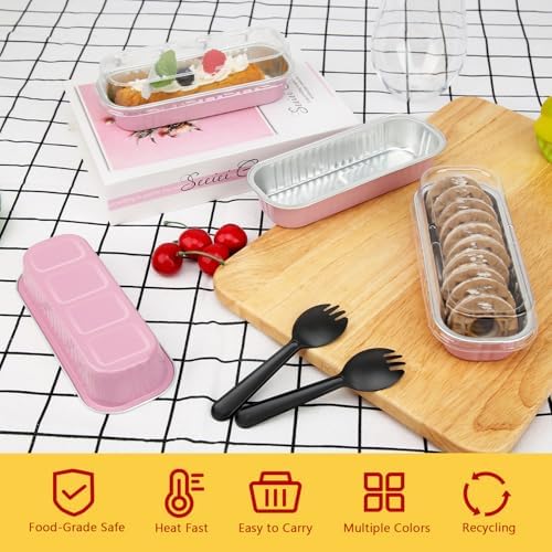 LNYZQUS Mini Loaf Pans with Lids 100 Pack, 6.8oz Rectangle Cake Tins