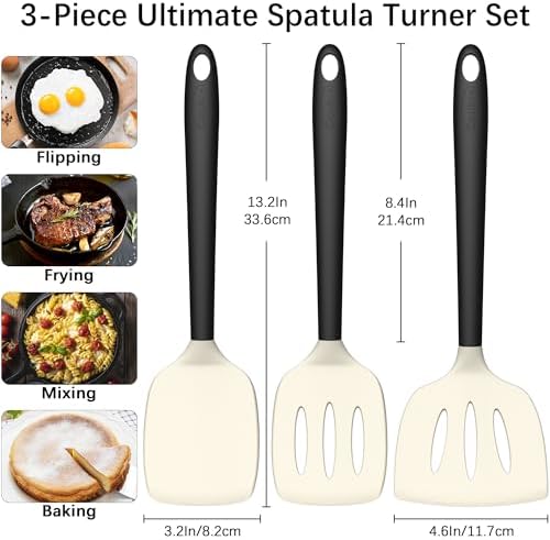 Coukre 3 Pack Silicone Spatula Set, Heat Resistant to 500°F, BPA-Free