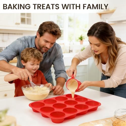CAKETIME Silicone Muffin Pan 3 Pack Regular 12 Cup Muffin Tin for Baking Banana Muffins Cupcakes Egg Muffins