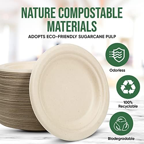 TaidMiao 6 inch Paper Plate 100 Pack Small Disposable, 100% Compostable