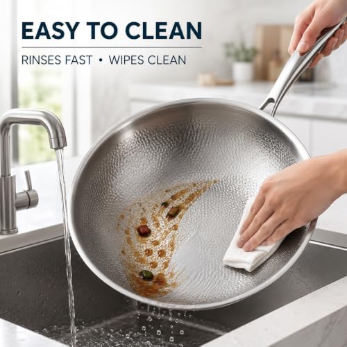 Toutrop Titanium Hammered Pan Pro with Lid, Durable Scratch-Resistant Titanium Frying Pans for Cooking Non Stick, Even Heating for Cooking, Nutritious Pan for Cooking