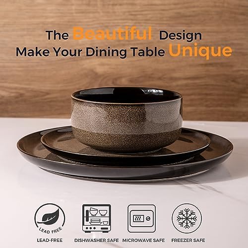 LERATIO Ceramic Dinner Plates Set of 6,10.5 Inch Reactive Glaze Plate Sets