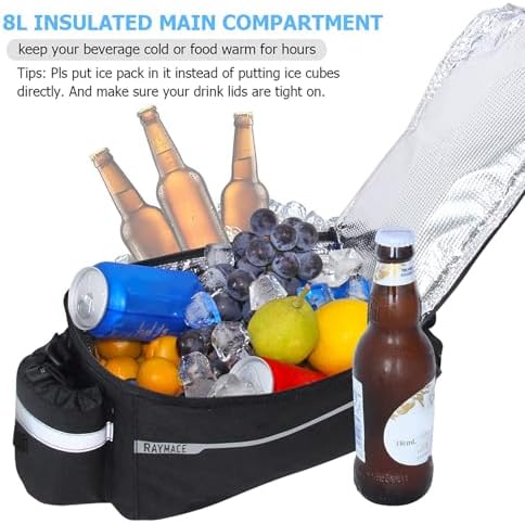 RAYMACE Bike Rear Rack Bag, Bike Trunk Cooler Bag