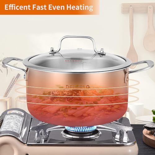 DELARLO Tri-ply Stainless Steel 5 Quart Heavy Duty Induction Stock Pot