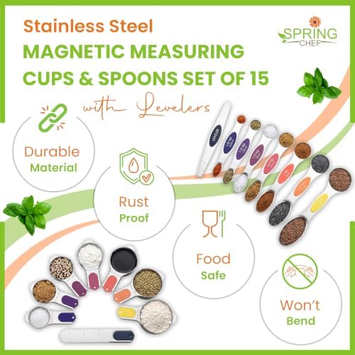 Spring Chef Magnetic Measuring Cups & Spoons Set of 15, Mountain Sunrise