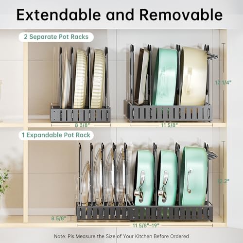 ORDORA Pots and Pans Organizer Under Cabinet Expandable, 8-Tier Adjustable