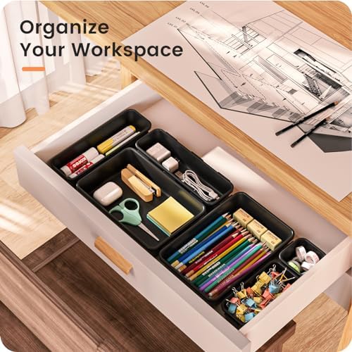 A-LuGei 【Military Grade】 Drawer Organizer for Vanity Bathroom Makeup Desk