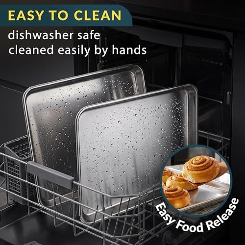 Stainless Steel Cookie Sheet Set of 2, 16" Baking Sheet Pans, Non-Stick