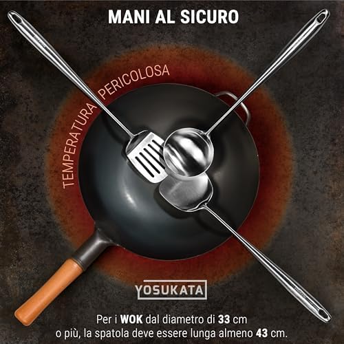 YOSUKATA 17" Stainless Steel Wok Spatula Ladle and Turner Set of 3