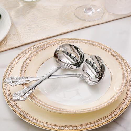KEAWELL Premium Luxury 2-Piece 7.5-Inch Gravy Ladle Set (2, Silver)