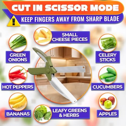2 in 1 Kitchen Scissors for Food with Cutting Board, Safety Lock