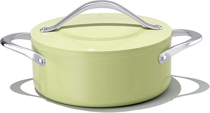 4.5qt Ceramic Dutch Oven Pot with Lid (9.5"x 4") Nonstick Ceramic Coated Low Stock Pot, PFAS-Free, Lightweight, Quick Heat Distribution, Non stick for Braising, Baking Bread & Soups, Compatible for All Cooktops(Induction/Gas/Electric) Oven Safe to 500°...