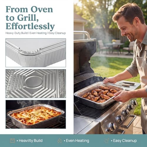 60 Pack Disposable Aluminum Pans with Lids, 10x7.5 and 7.3x5.3 Square 6.9x4.3 Square Combo Set, Disposable Baking and Cake Pan