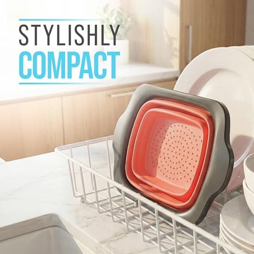 Comfify Coral XL Collapsible Silicone Over Sink Colander – 6 Quart