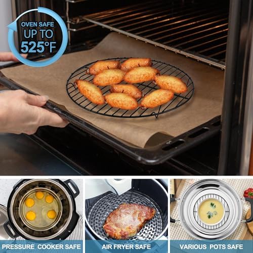 P&P CHEF Round Cooking Rack, Cooling Rack for Steamer, 7.5+9+10.5”, Black