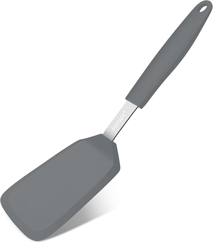 Silicone Spatula, 13 x 3.2 In, 600°F Heat Resistant Kitchen Spatula, BPA Free, Flexible Turner For Non Stick Frying Pan, Cooking, Flipping Egg and Pancake, Dishwasher Safe (Gray)